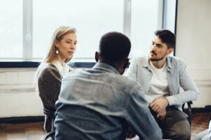 Man asks peers in group therapy if drug counseling works