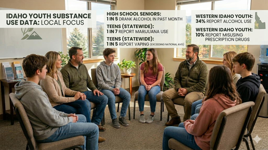 Teen vaping and alcohol use statistics Idaho youth